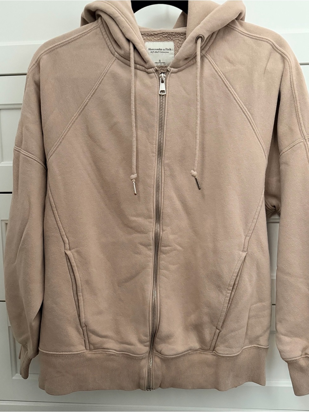 Abercrombie & Fitch Taupe Zip-Up Hoodie Sweater